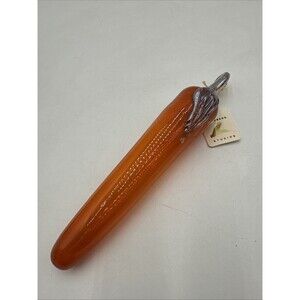 Vintage Lundberg Studios Orange Pepper Iridescent Ornament 7.5”